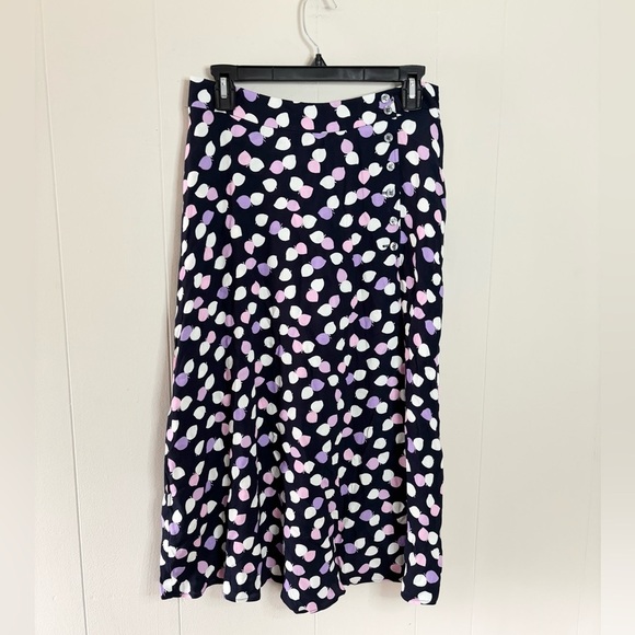 Talbots navy purple printed midi skirt flowy size 8 new - Picture 2 of 6